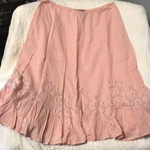 Blush Pink Lace Detail A-Line Skirt Mid Calf Apt 9